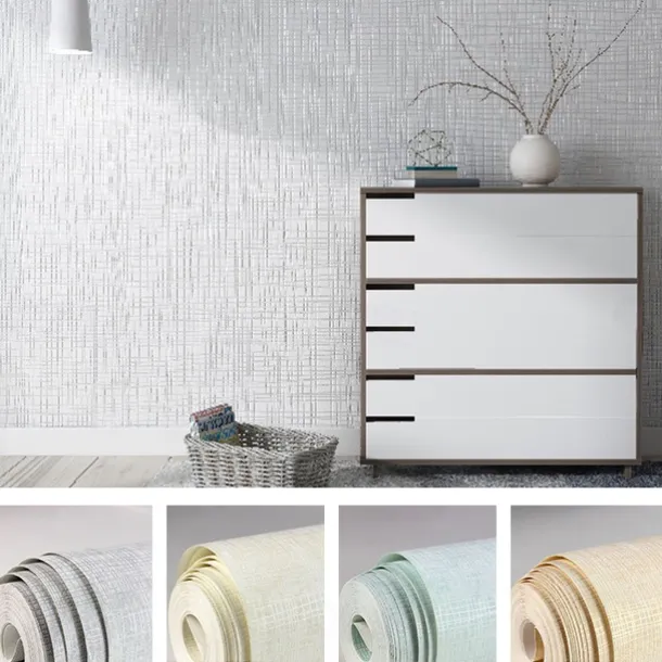 Wallpaper Wall Covering Sticker Film Modern Water Ripple Solid Color Vertical Stripes Non Woven Home Decor 53*1000cm Living Room Bedroom Room