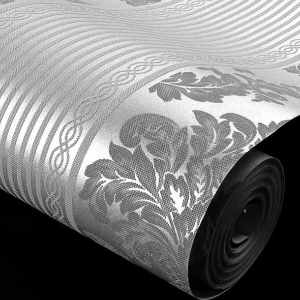 Wallpaper Wall Covering Sticker Film Modern European Stripes Flower Golden Non Woven Home Decor 53*950cm