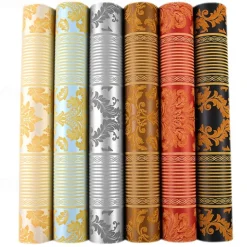 Wallpaper Wall Covering Sticker Film Modern European Stripes Flower Golden Non Woven Home Decor 53*950cm