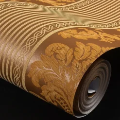 Wallpaper Wall Covering Sticker Film Modern European Stripes Flower Golden Non Woven Home Decor 53*950cm