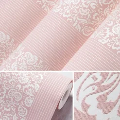Wallpaper Wall Covering Sticker Film Flowers Modern Embossed Stripe Three-dimensional Relief Stripes Non Woven HomeDeco 53*1000CM