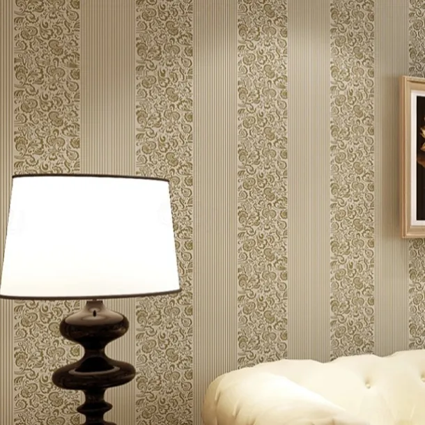 Wallpaper Wall Covering Sticker Film Flowers Modern Embossed Stripe Three-dimensional Relief Stripes Non Woven HomeDeco 53*1000CM