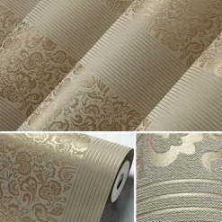 Wallpaper Wall Covering Sticker Film Flowers Modern Embossed Stripe Three-dimensional Relief Stripes Non Woven HomeDeco 53*1000CM