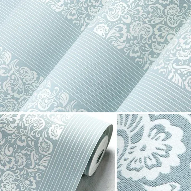Wallpaper Wall Covering Sticker Film Flowers Modern Embossed Stripe Three-dimensional Relief Stripes Non Woven HomeDeco 53*1000CM