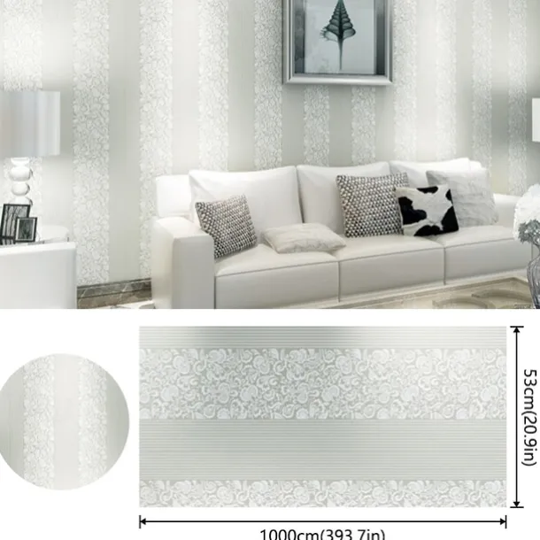 Wallpaper Wall Covering Sticker Film Flowers Modern Embossed Stripe Three-dimensional Relief Stripes Non Woven HomeDeco 53*1000CM