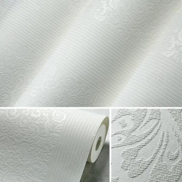 Wallpaper Wall Covering Sticker Film Flowers Modern Embossed Stripe Three-dimensional Relief Stripes Non Woven HomeDeco 53*1000CM