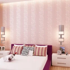 Wallpaper Wall Covering Sticker Film Flowers Modern Embossed Stripe Three-dimensional Relief Stripes Non Woven HomeDeco 53*1000CM