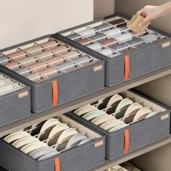 Wardrobe Clothes Organizer, Underwear Socks Bra Storage Box, Fabric Foldable Cabinet Organizer, Drawer Organizer For Storing Pants, Socks, Bras, Underwear, Ties