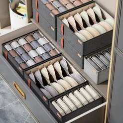 Wardrobe Clothes Organizer, Underwear Socks Bra Storage Box, Fabric Foldable Cabinet Organizer, Drawer Organizer For Storing Pants, Socks, Bras, Underwear, Ties