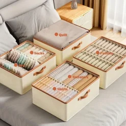 Wardrobe Clothes Storage Box, Fabric Foldable Storage Box, Storage Organizer Case, Large Capacity Clothes Pants Underwear Socks Sorting Storage Case, Household Storage Organizer