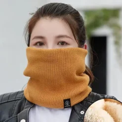Warm And Coldproof Autumn And Winter All-match Knitted Plus Velvet Knitted Neck Scarf Multi-functional Mask