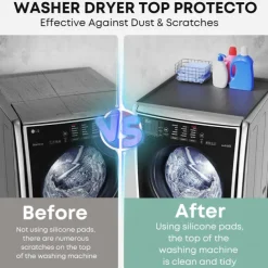 Washer and Dryer Covers for the Top, Silicone Dryer Top Protector Mat Non-slip Waterproof Washing Machine Cover Protector Top Load for Laundry & Kitchen