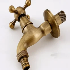Washing Machine Tap, Outdoor Faucet,Retro Style Single Handle Wall Mounted One Hole Centerset, Superior Quality Antique Brass Faucets