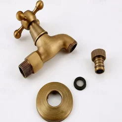 Washing Machine Tap, Outdoor Faucet,Retro Style Single Handle Wall Mounted One Hole Centerset, Superior Quality Antique Brass Faucets