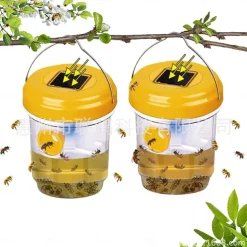 Wasp Traps Outdoor Hanging, Solar Bee Trap for Outside, Hornet Traps, Bee Wasp Catcher Outside Garden