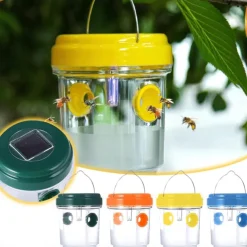 Wasp Traps Outdoor Hanging, Solar Bee Trap for Outside, Hornet Traps, Bee Wasp Catcher Outside Garden