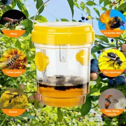 Wasp Traps Outdoor Hanging, Solar Bee Trap for Outside, Hornet Traps, Bee Wasp Catcher Outside Garden