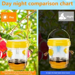 Wasp Traps Outdoor Hanging, Solar Bee Trap for Outside, Hornet Traps, Bee Wasp Catcher Outside Garden
