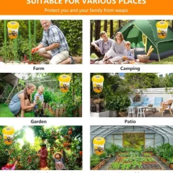 Wasp Traps Outdoor Hanging, Solar Bee Trap for Outside, Hornet Traps, Bee Wasp Catcher Outside Garden