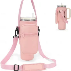Water Bottle Carrier Bag for Stanley 40oz Tumbler with Phone Pocket Neoprene Water Bottle Holder with Shoulder & Handheld Strap Stanley Cup Accessories