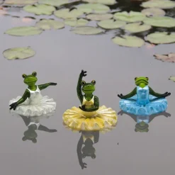 Water Floating Frog Ornament Figurine Statue Craft for Home Garden Pond Decoration Photo Prop Gift