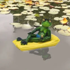 Water Floating Frog Ornament Figurine Statue Craft for Home Garden Pond Decoration Photo Prop Gift