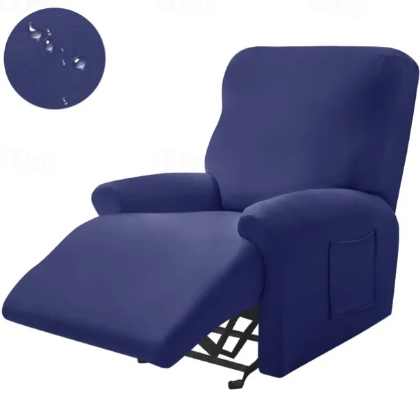 Water Repellent Burgundy Recliner Covers Including Armrest Cover, Backrest Cover Sofa Seat Cover Stretch Spandex Recliner Slipcover with Side Pockets