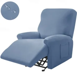 Water Repellent Burgundy Recliner Covers Including Armrest Cover, Backrest Cover Sofa Seat Cover Stretch Spandex Recliner Slipcover with Side Pockets