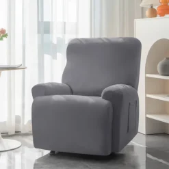 Water Repellent Burgundy Recliner Covers Including Armrest Cover, Backrest Cover Sofa Seat Cover Stretch Spandex Recliner Slipcover with Side Pockets