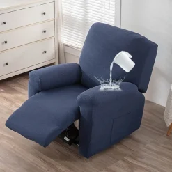 Water Repellent Recliner Covers Burgundy Reclining Sofa Cover 1 Seater Armchair Couch Slipcover with Side Pocket, Anti-cat Scratch Furniture Protector for Kids, Pets, Dogs, Cats