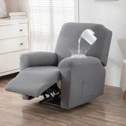 Water Repellent Recliner Covers Burgundy Reclining Sofa Cover 1 Seater Armchair Couch Slipcover with Side Pocket, Anti-cat Scratch Furniture Protector for Kids, Pets, Dogs, Cats