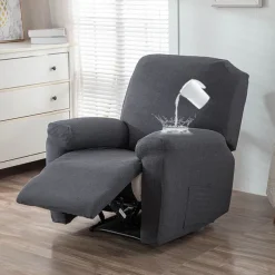 Water Repellent Recliner Covers Burgundy Reclining Sofa Cover 1 Seater Armchair Couch Slipcover with Side Pocket, Anti-cat Scratch Furniture Protector for Kids, Pets, Dogs, Cats