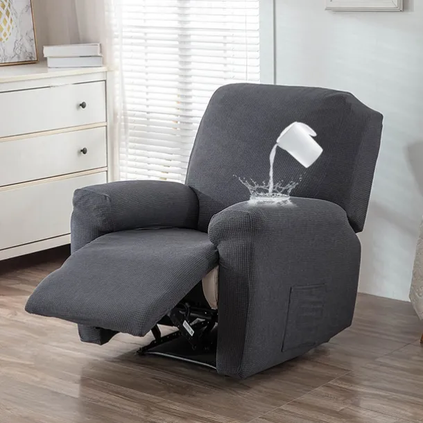 Water Repellent Recliner Covers Burgundy Reclining Sofa Cover 1 Seater Armchair Couch Slipcover with Side Pocket, Anti-cat Scratch Furniture Protector for Kids, Pets, Dogs, Cats