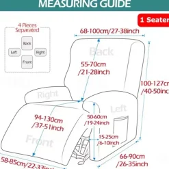 Water Repellent Recliner Covers Burgundy Reclining Sofa Cover 1 Seater Armchair Couch Slipcover with Side Pocket, Anti-cat Scratch Furniture Protector for Kids, Pets, Dogs, Cats