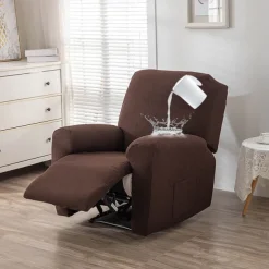 Water Repellent Recliner Covers Burgundy Reclining Sofa Cover 1 Seater Armchair Couch Slipcover with Side Pocket, Anti-cat Scratch Furniture Protector for Kids, Pets, Dogs, Cats