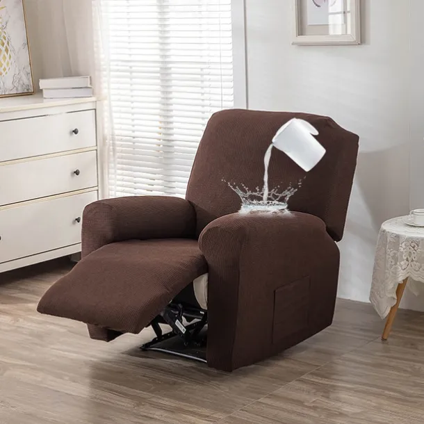 Water Repellent Recliner Covers Burgundy Reclining Sofa Cover 1 Seater Armchair Couch Slipcover with Side Pocket, Anti-cat Scratch Furniture Protector for Kids, Pets, Dogs, Cats