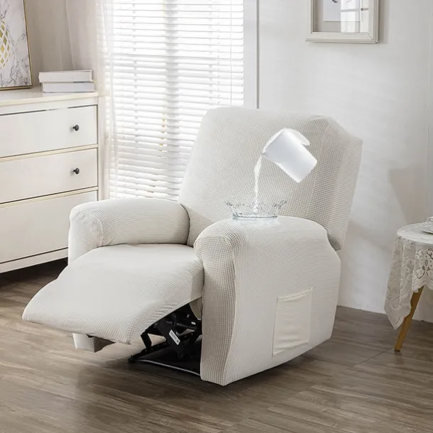 Water Repellent Recliner Covers Burgundy Reclining Sofa Cover 1 Seater Armchair Couch Slipcover with Side Pocket, Anti-cat Scratch Furniture Protector for Kids, Pets, Dogs, Cats