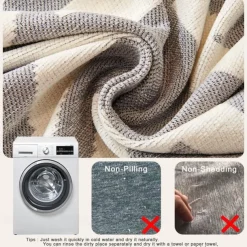 Water Resistant Boho Couch Cover, Soft Chenille Couch Cover for Dogs Washable, Couch Covers for 3 Cushion Couch Sofa Pet Friendly, Thick, Dirt Resistant