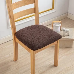 Water Resistant Jacquard Large Leaf Seat Covers for Dining Room Slightly Anti-splashing Small Seat Cushion Cover Anti-slip Elastic Anti-cat Scratching Seat Cover 1PC