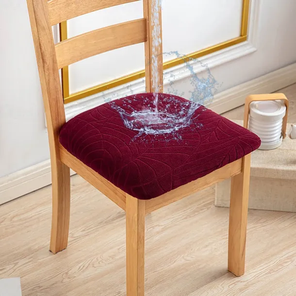 Water Resistant Jacquard Large Leaf Seat Covers for Dining Room Slightly Anti-splashing Small Seat Cushion Cover Anti-slip Elastic Anti-cat Scratching Seat Cover 1PC