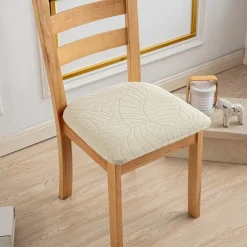 Water Resistant Jacquard Large Leaf Seat Covers for Dining Room Slightly Anti-splashing Small Seat Cushion Cover Anti-slip Elastic Anti-cat Scratching Seat Cover 1PC