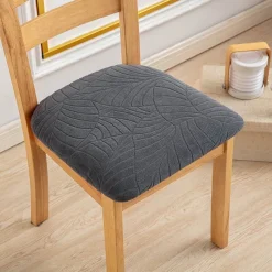 Water Resistant Jacquard Large Leaf Seat Covers for Dining Room Slightly Anti-splashing Small Seat Cushion Cover Anti-slip Elastic Anti-cat Scratching Seat Cover 1PC