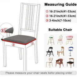 Water Resistant Jacquard Large Leaf Seat Covers for Dining Room Slightly Anti-splashing Small Seat Cushion Cover Anti-slip Elastic Anti-cat Scratching Seat Cover 1PC