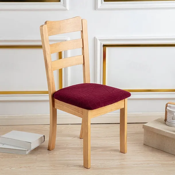 Water Resistant Jacquard Large Leaf Seat Covers for Dining Room Slightly Anti-splashing Small Seat Cushion Cover Anti-slip Elastic Anti-cat Scratching Seat Cover 1PC