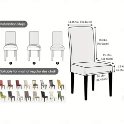 Water Resistant Stretch Spandex Dining Chair Cover 1/4/6 Pcs Set, Floral Pattern Stretch Chair Protector Cover Seat Slipcover with Elastic Band