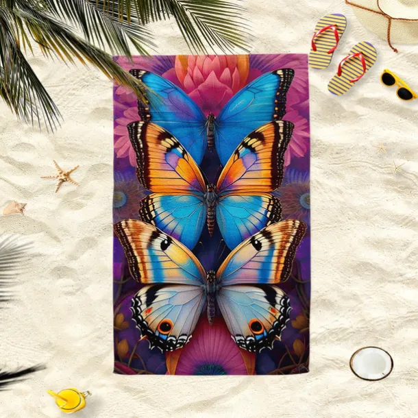 Watercolor Rainbow Butterfly Beach Towel 100% Micro Fiber Oversized Beach Towel Soft and Quick-drying Bathroom Towel Super Absorbent Towel Lightweight Suitable for Outdoor Travel