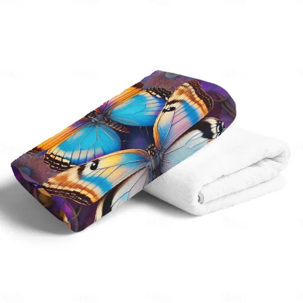 Watercolor Rainbow Butterfly Beach Towel 100% Micro Fiber Oversized Beach Towel Soft and Quick-drying Bathroom Towel Super Absorbent Towel Lightweight Suitable for Outdoor Travel