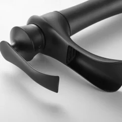 Waterfall Basin Sink Mixer Faucet Black, Tall Bathroom Taps Single Handle One Hole with Hot and Cold Hose Vessel Water Tap Deck Mounted