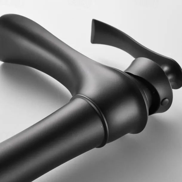 Waterfall Basin Sink Mixer Faucet Black, Tall Bathroom Taps Single Handle One Hole with Hot and Cold Hose Vessel Water Tap Deck Mounted