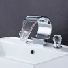 Waterfall Bathroom Faucet Widespread Bathroom Faucets for Basin 3 Hole 2 Handle Basin Faucet Modern Faucet for Basin, Basin Mixer Tap Basin Faucet
